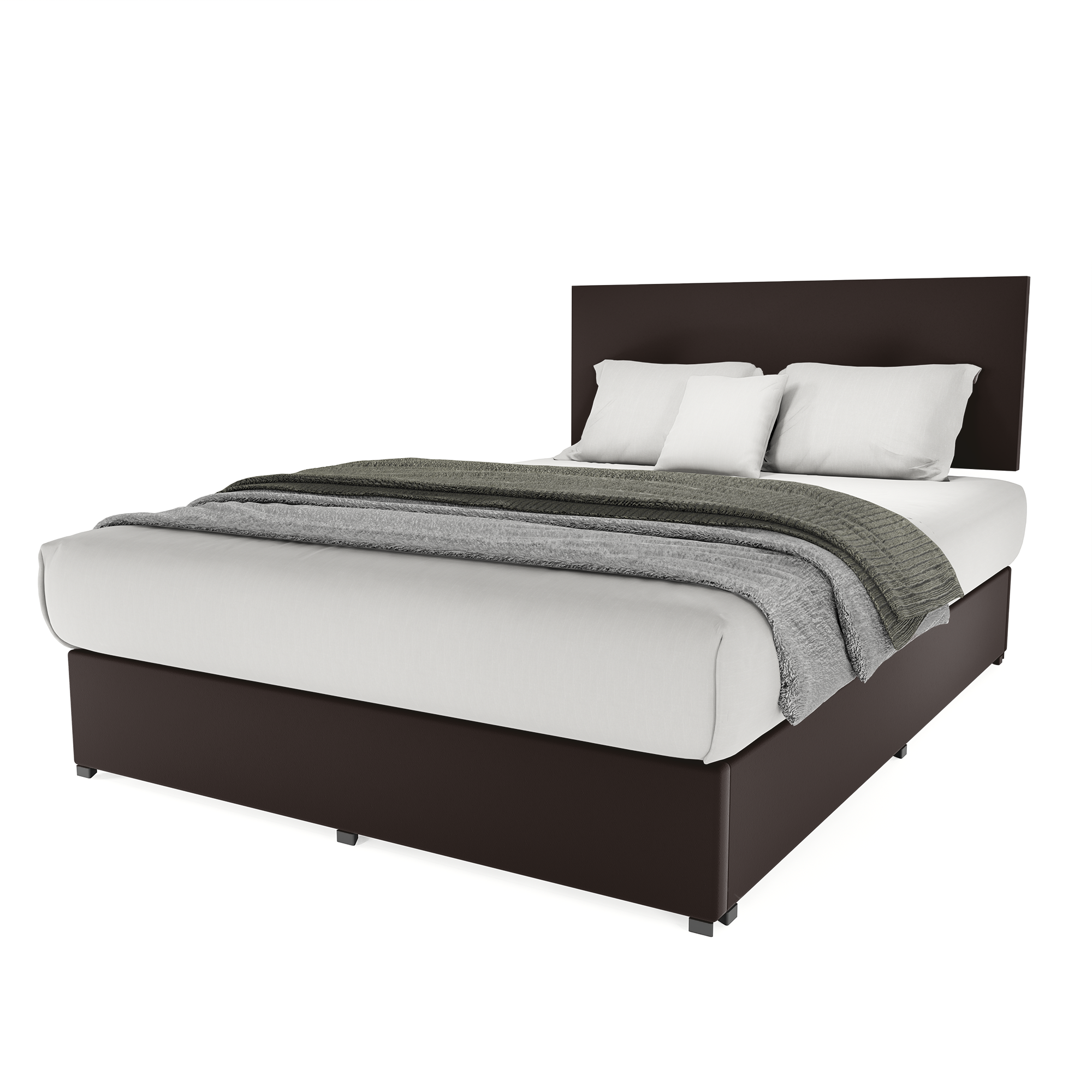 Recamara Armable Base Cama Box Cabecera Urban Vinil Chocolate