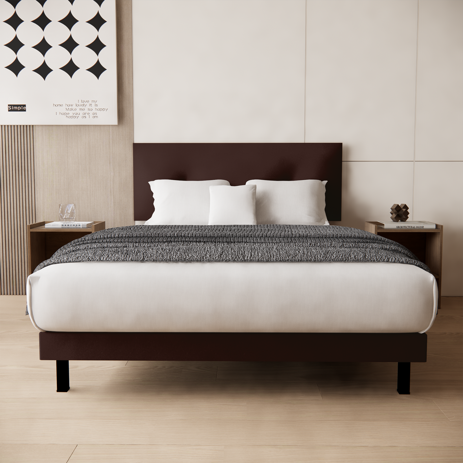 Cama y Buros Urban Vinil Chocolate