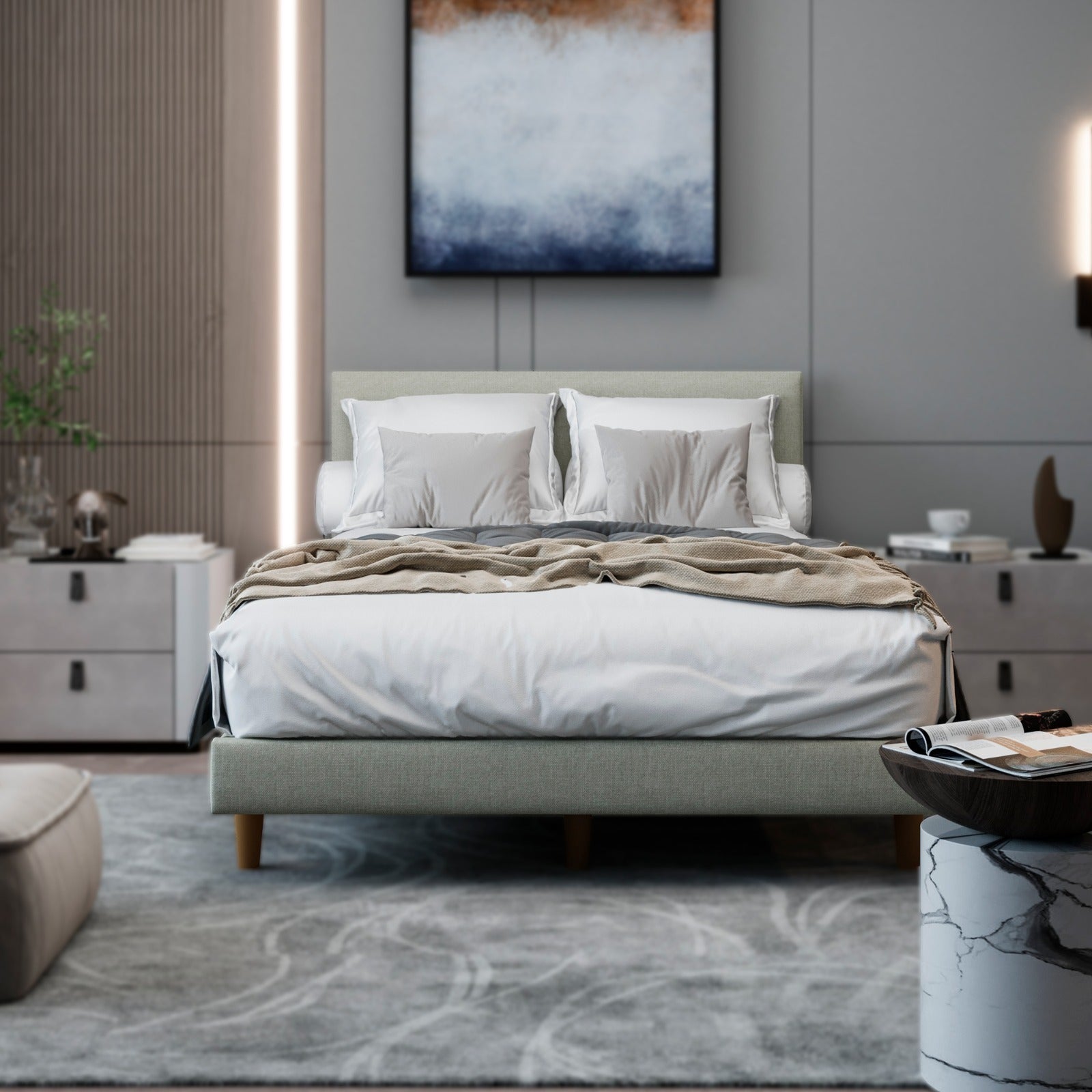 Cama Hibrida Nara Lino Beige