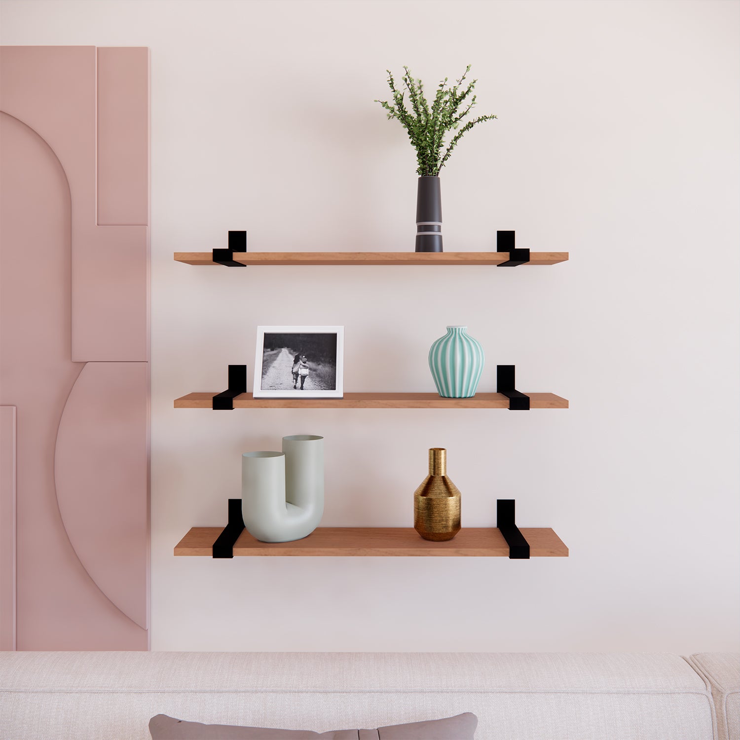 Repisa/Librero VARENNA Metal y Madera Set de 3 Piezas