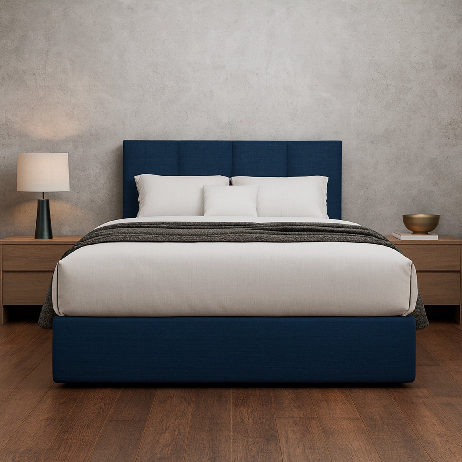 Cama Armable Napoles Lino Azul